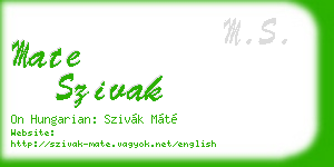 mate szivak business card