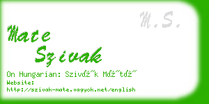 mate szivak business card